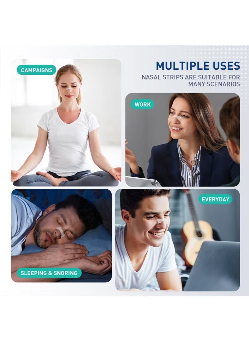 Breathe Right Anti-snoring Breathing Nasal Strip Starter Kit (176 Count) - Boost Oxygen , Reduce Snoring, Improve Sleep Quality - Sweat Resistant, Skin Safe Nasal Strips, Drug-Free Snoring Solution & Nasal Congestion Relief Caused by Colds & Allergies (Clear) - Image 5